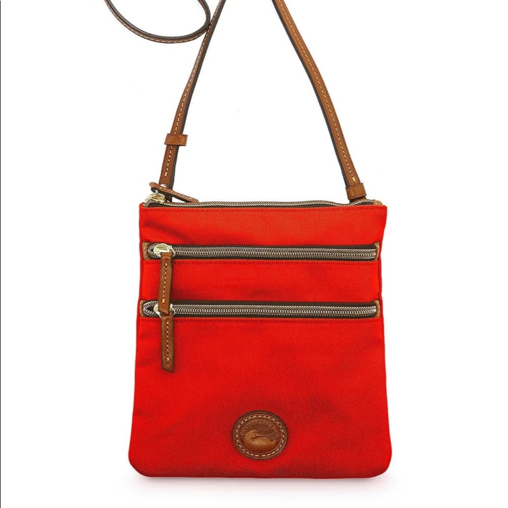 Dooney & Bourke North South Nylon Triple Zip Crossbody Bag - Red